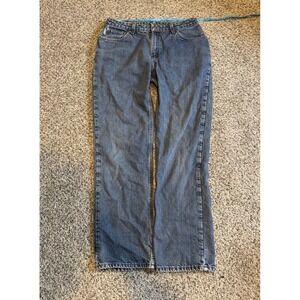 Carhartt Straight Blue Denim Jeans Men Red Plaid Flannel Lined Button Zip  32x32